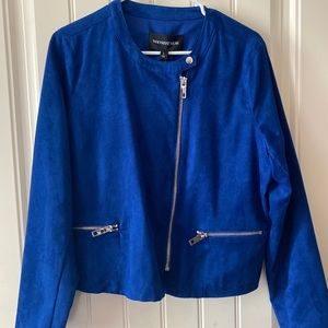 Cropped Moto style jacket - blue